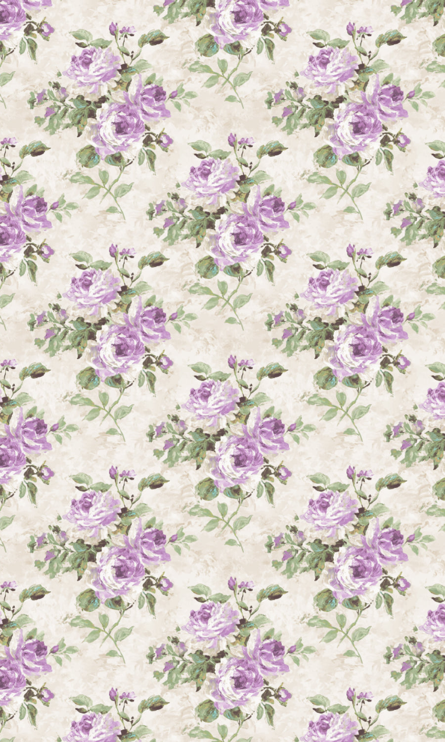 Dimout Floral Home Textile Fabric Material By the Yard (Purple/ Ivory/ Grey)