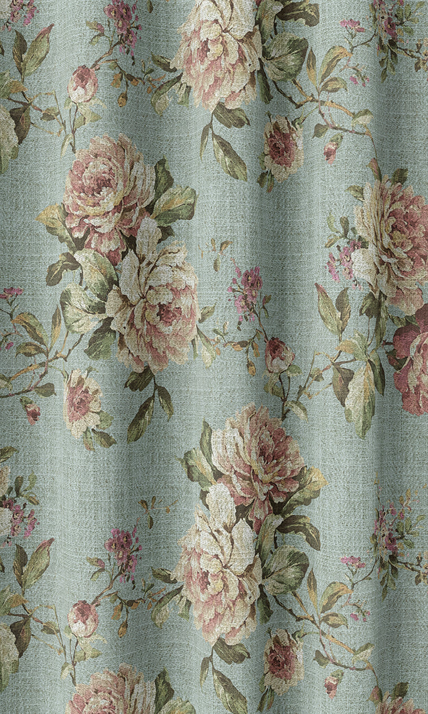 Country Floral Home Textile Fabric Material By the Yard (Blue/ Pink)