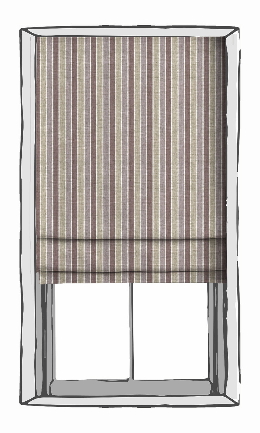 Striped Print Window Treatments Fabric By the Metre (Lavender/ Beige)