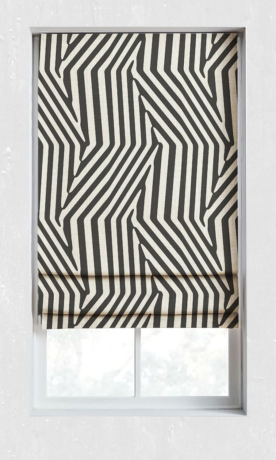 Geo Print Window Treatments Fabric By the Metre (Black/ Ivory)