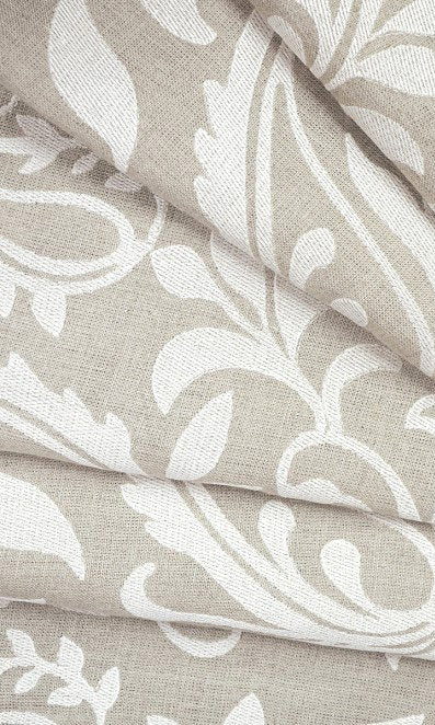 Floral Embroidered Linen Roman Blinds (Brown)