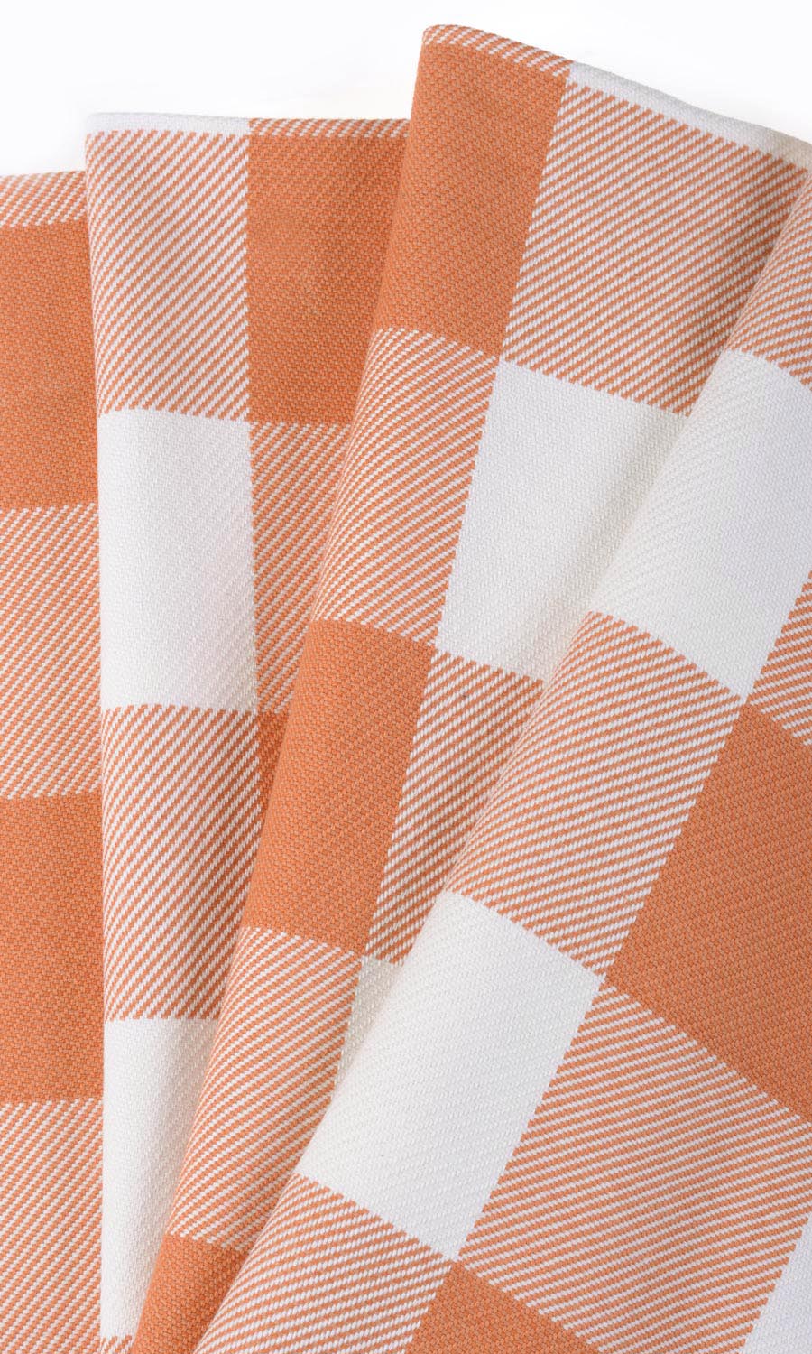 Buffalo Check Fabric Material By the Yard (Melon Orange/ White)