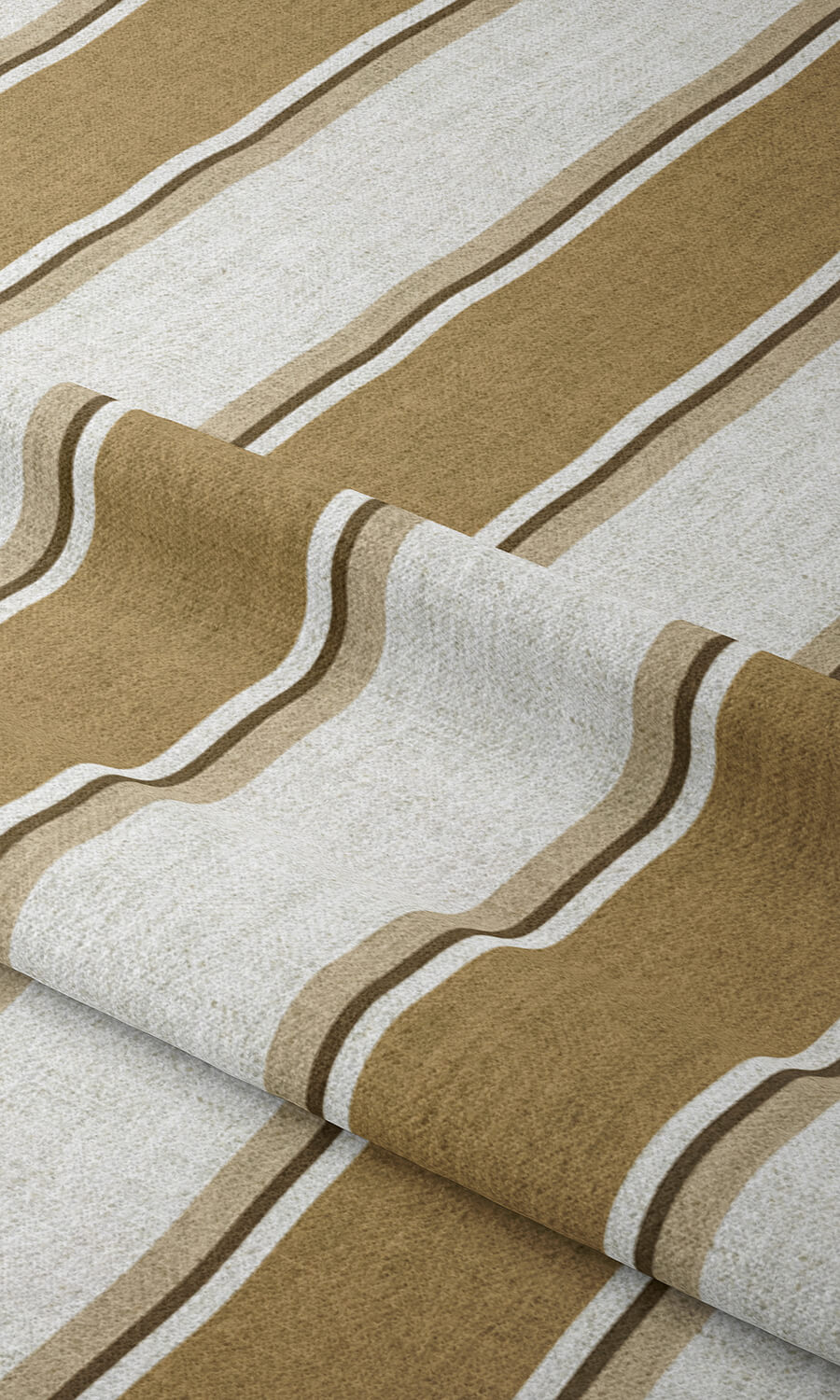 Striped Fabric Material By the Yard (Ochre Yellow/ White/ Brown)