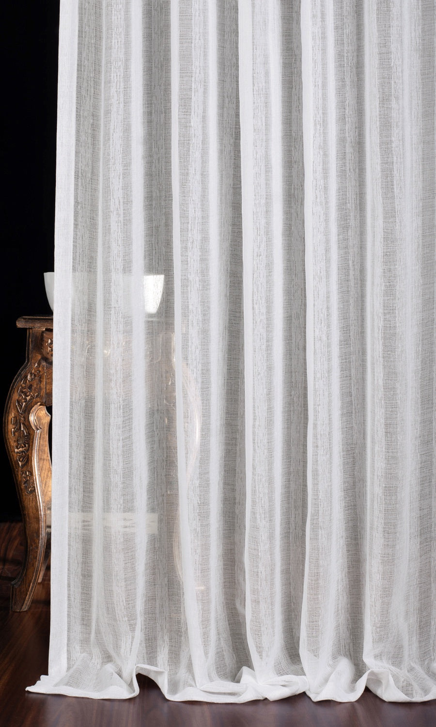 Striped Sheer Window Treatments Fabric Sample (White)