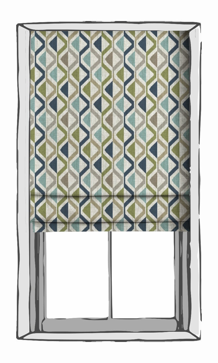 Chevron Striped Home Textile Fabric Material By the Metre (Blue/ Green/ Grey)