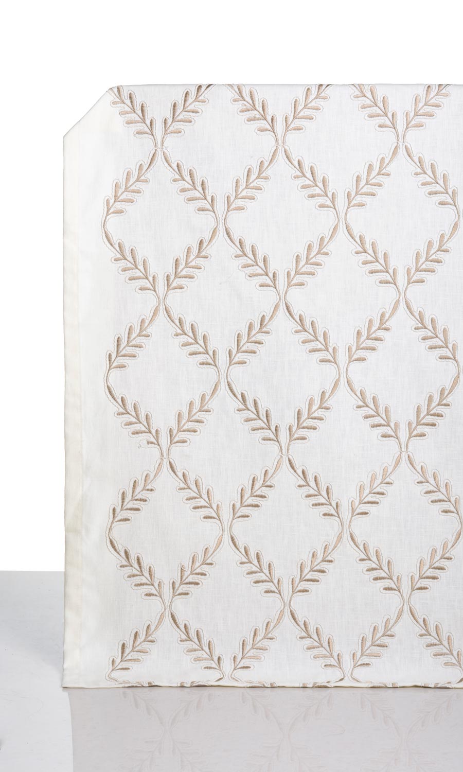 Poly-Linen Embroidered Window Treatments Fabric By the Yard (White/ Cream)