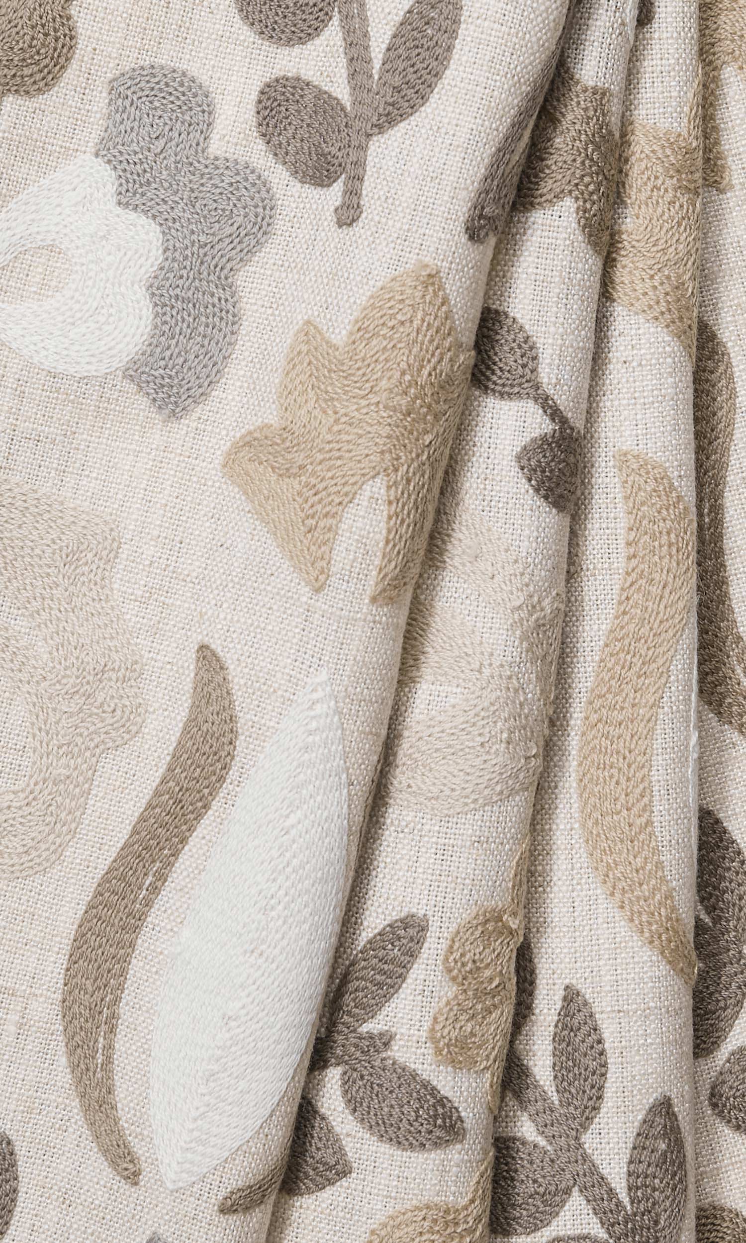Floral Window Treatments Fabric By the Yard (Beige/ Brown/ White)