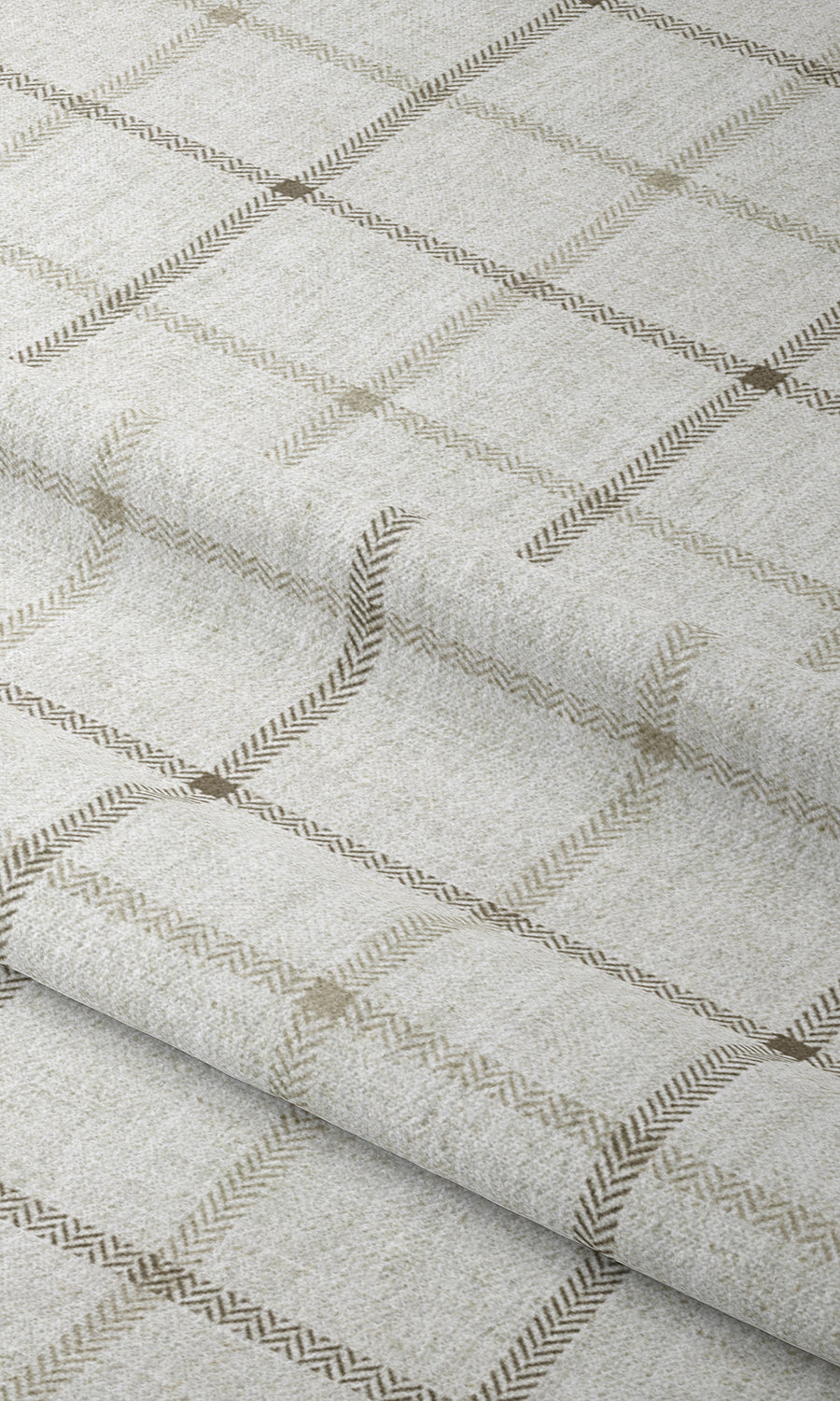 Checked Window Treatments Fabric By the Yard (Ivory/ Sand Beige)