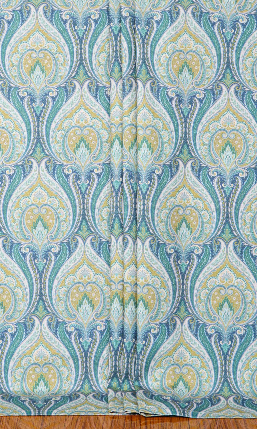 Floral Damask Window Treatments Fabric Sample (Blue/ Green)
