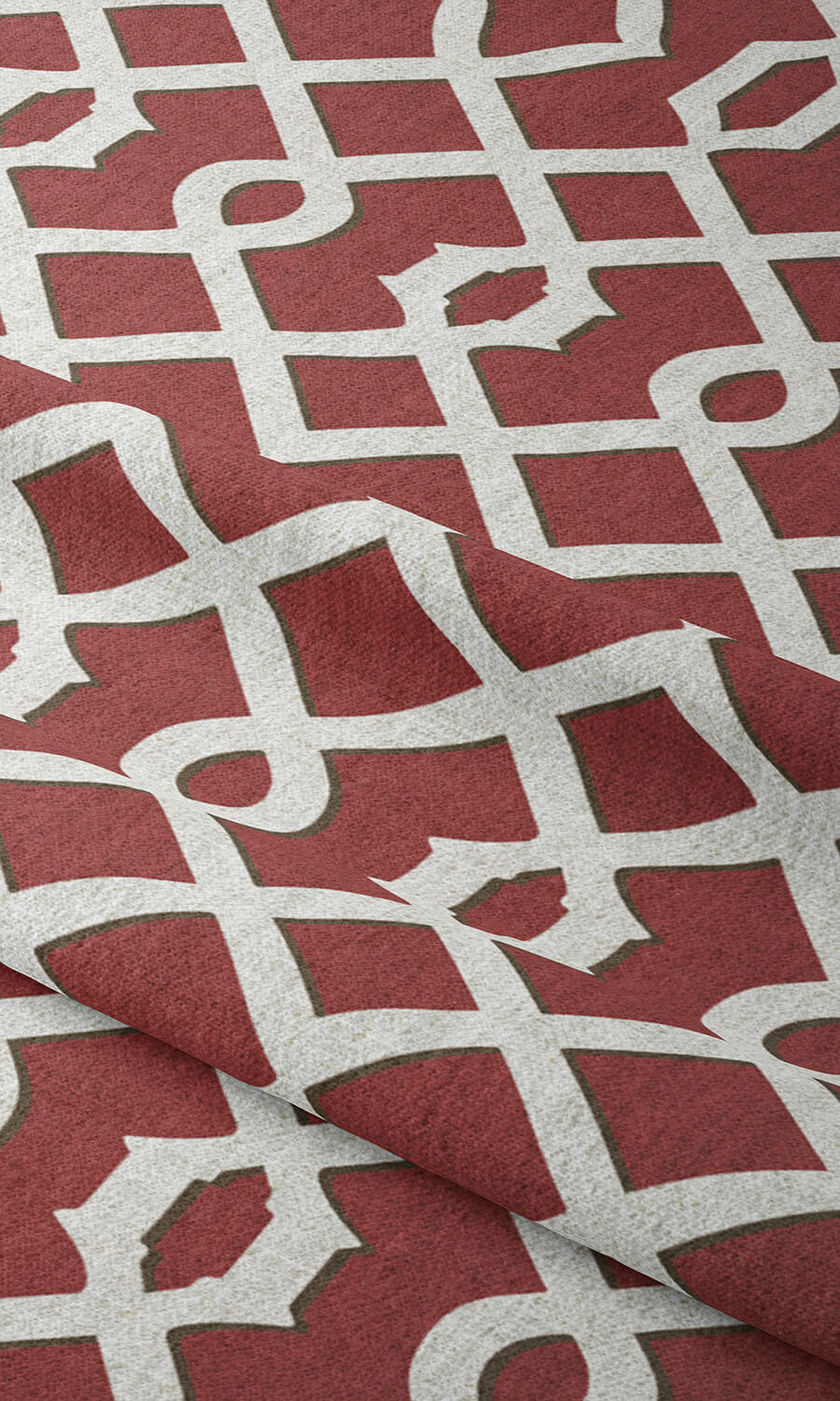 Trellis Patterned Fabric Material By the Metre (Red)