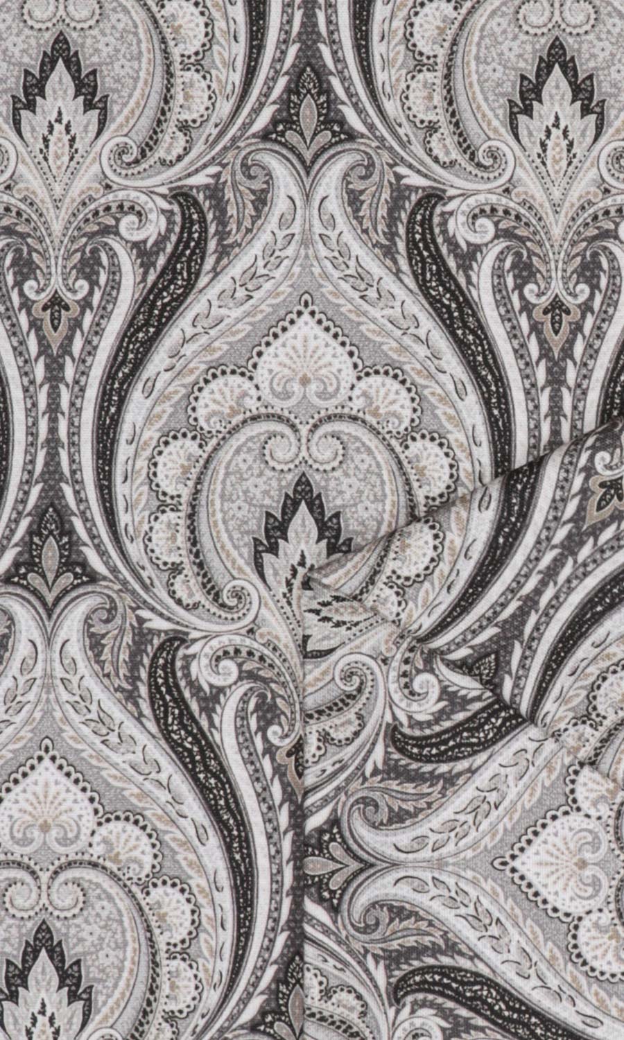 Floral Damask Free Fabric Material Sample (Grey/ Charcoal)