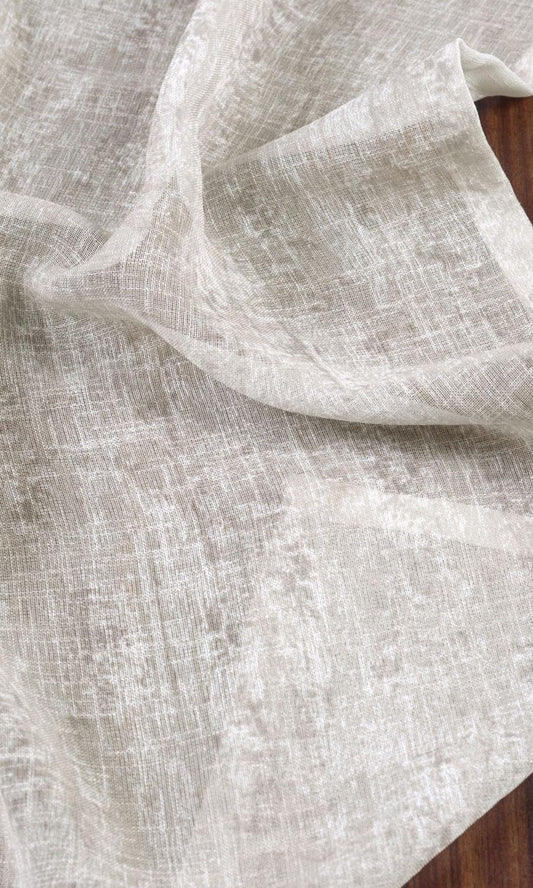Textured Sheer Home Décor Fabric By the Yard (Ivory/ Greige)