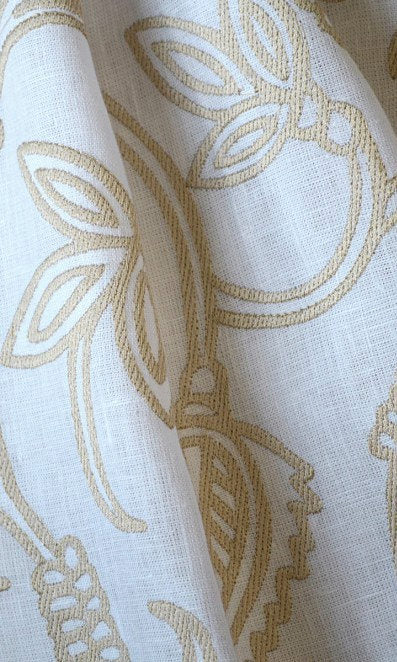 Floral Embroidered Linen Blinds (White/ Ivory)