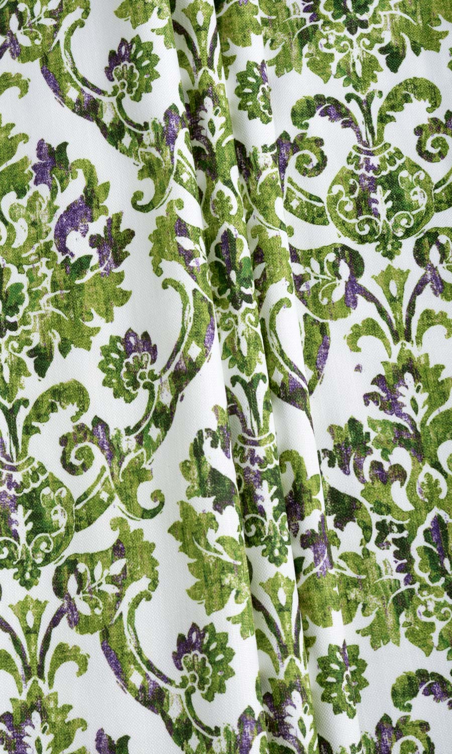 Damask Patterned Fabric Material By the Yard (Green/ Purple)