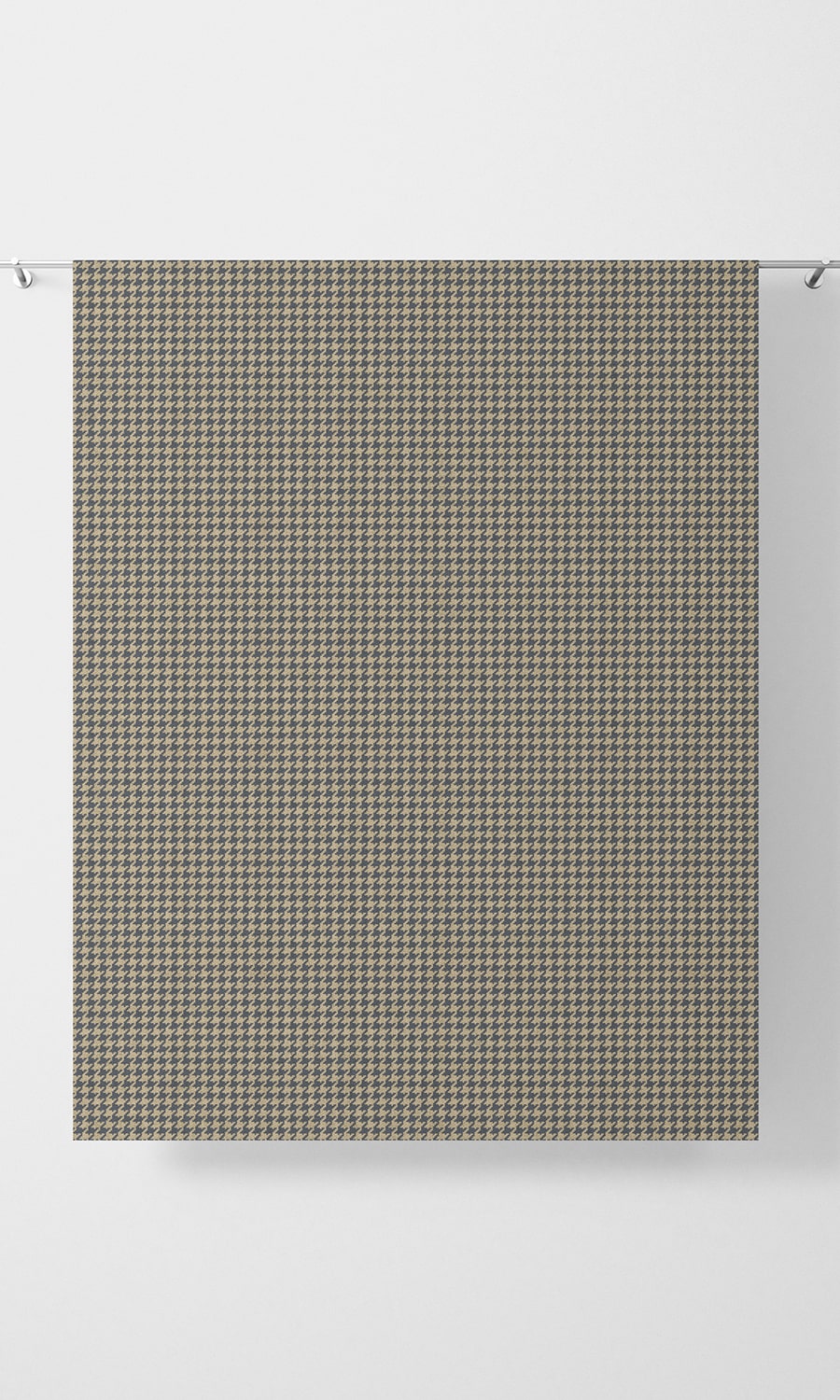 Houndstooth Fabric Material By the Metre (Navy Blue/ Beige)