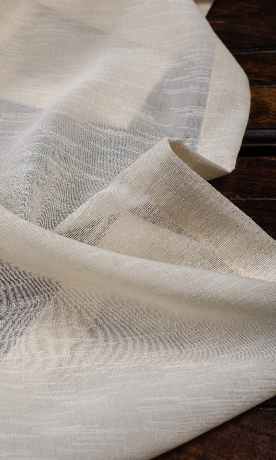 Textured Sheer Free Fabric Material Sample (Pale Beige/ Warm Ivory)