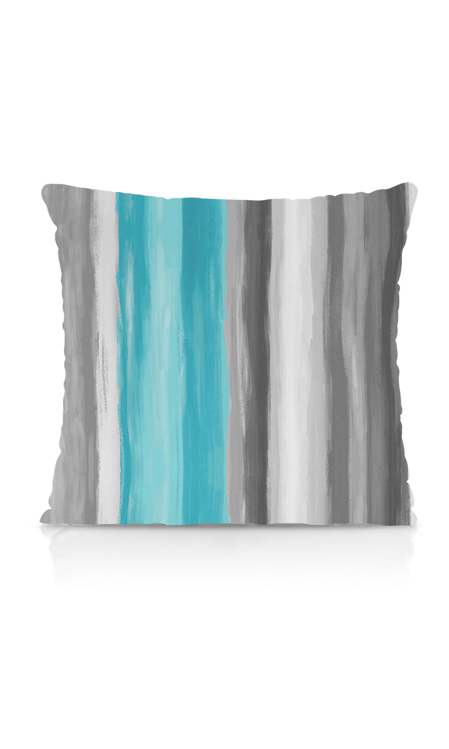 Dimout Striped Fabric Material By the Yard (Grey/ Turquoise Blue)
