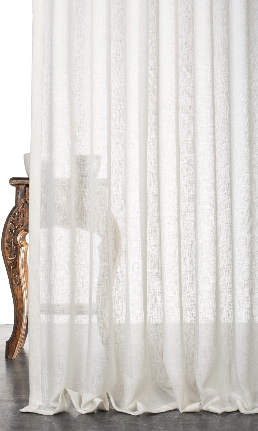 Plain Sheer Home Textile Fabric Material Sample (Cream/ Off-White)