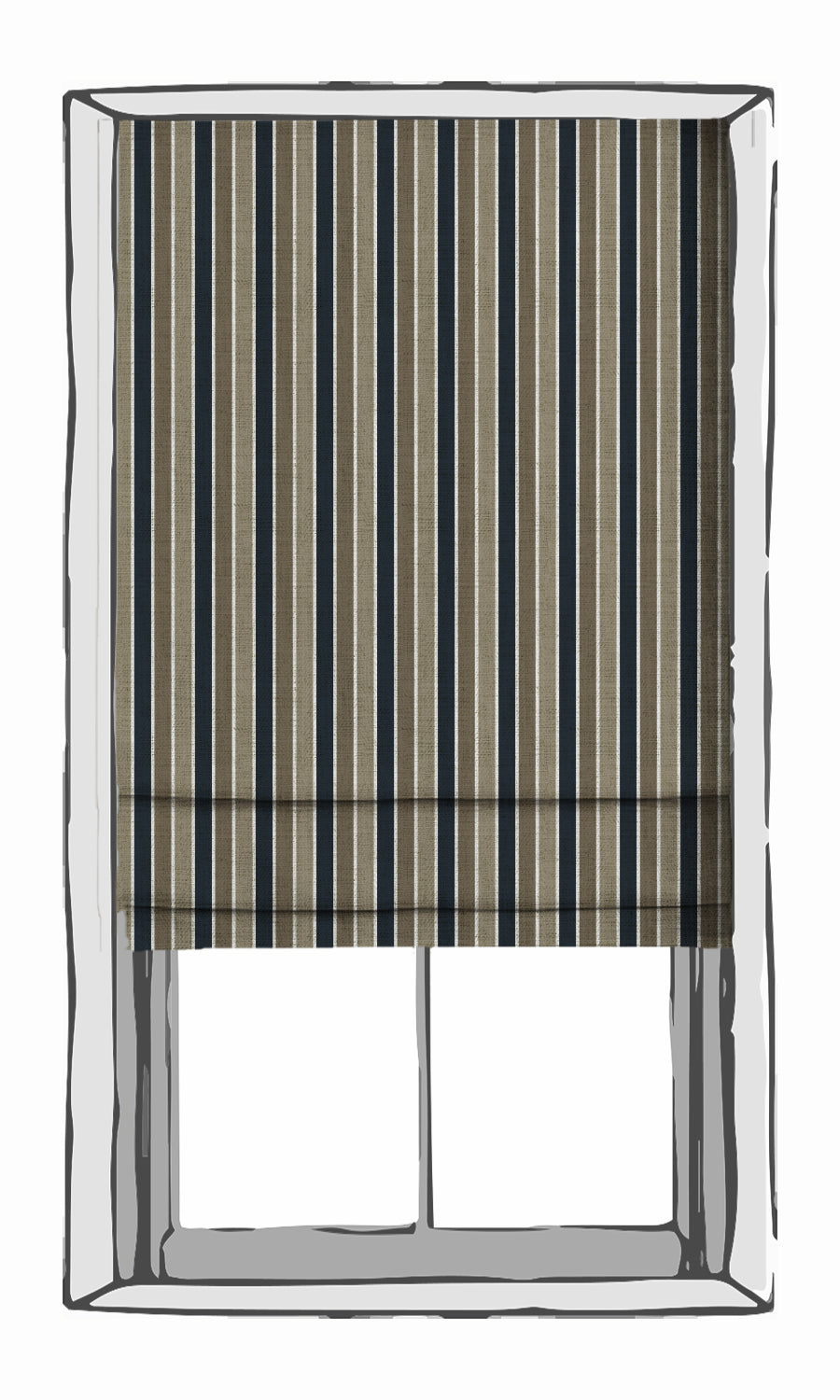 Striped Fabric Material By the Metre (Navy Blue/ Brown)