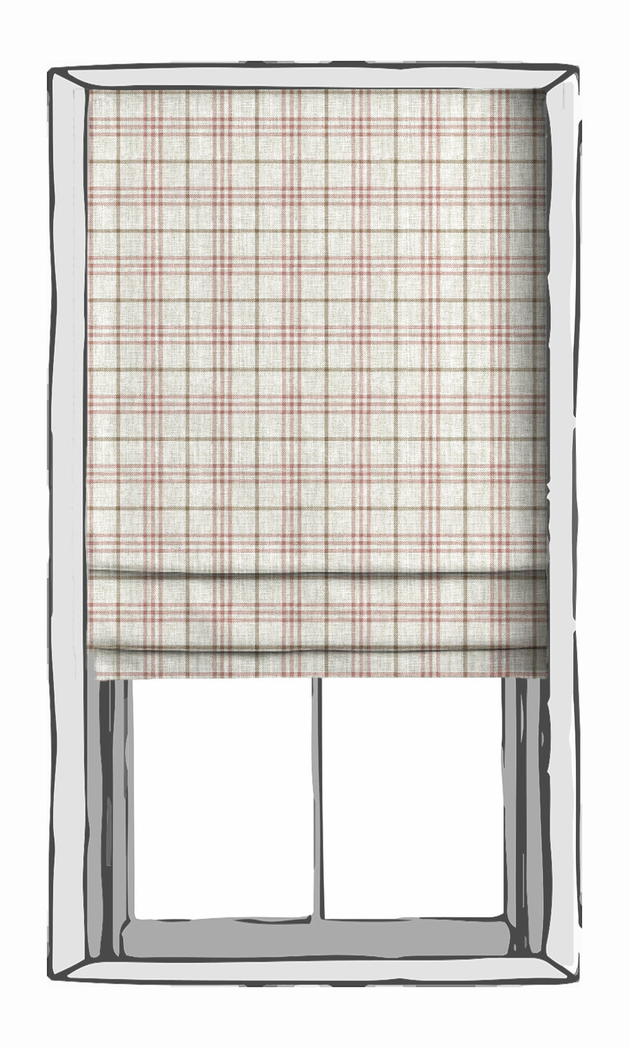 Checkered Window Treatments Fabric Sample (White/ Pink/ Red)