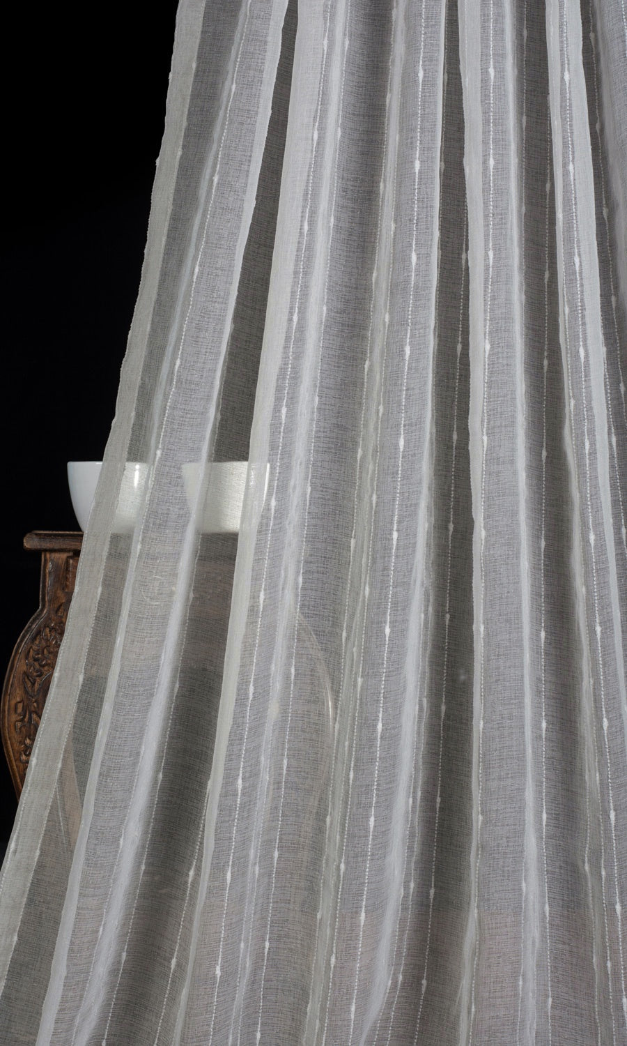 Striped Sheer Fabric Material By the Yard (Grey)