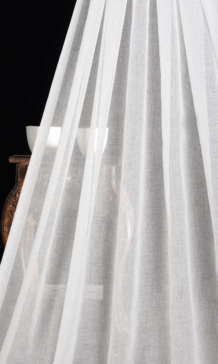 Plain Sheer Home Textile Fabric Material Sample (White)