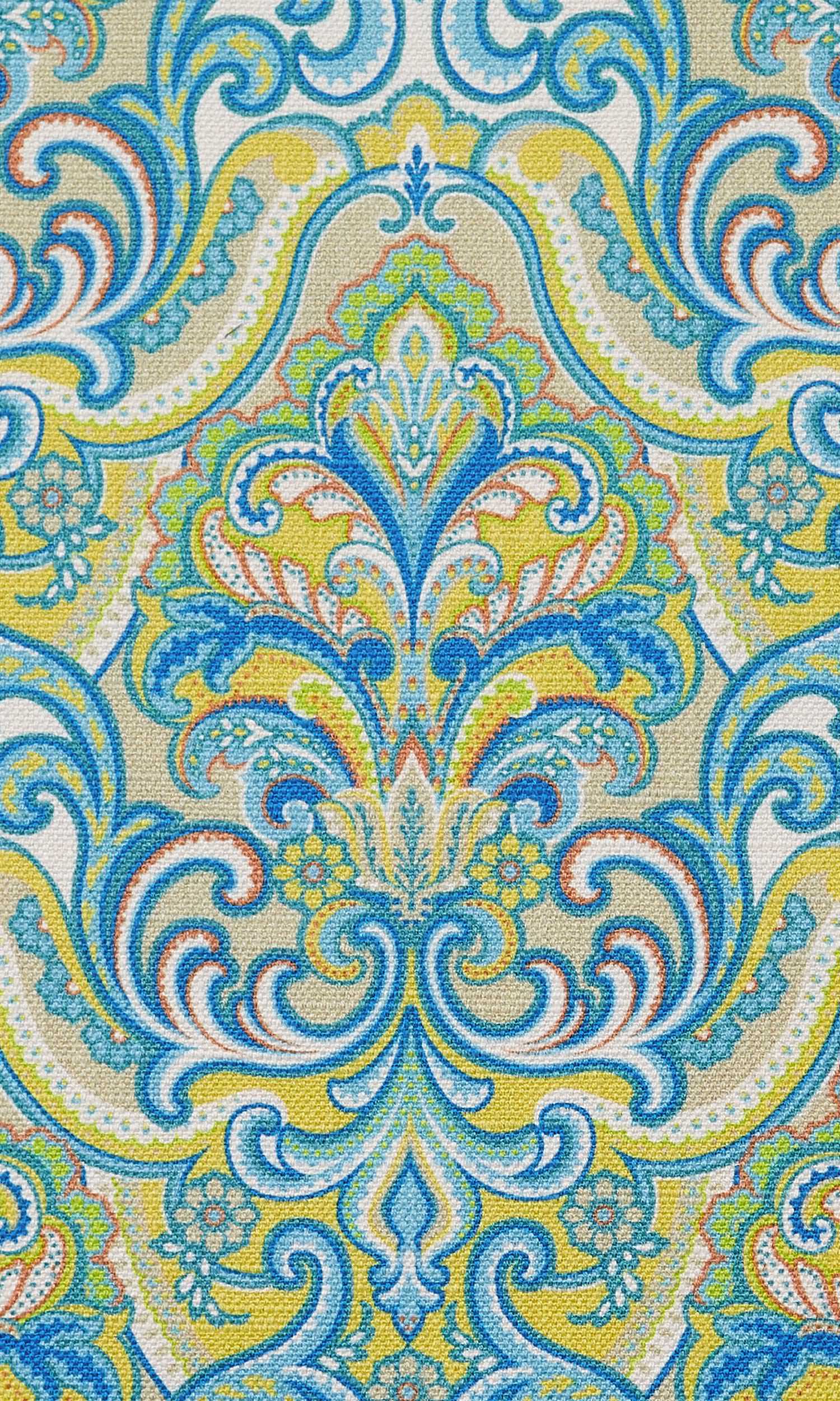Fleur De Lis Print Home Textile Fabric Material By the Yard (Green/ Blue)