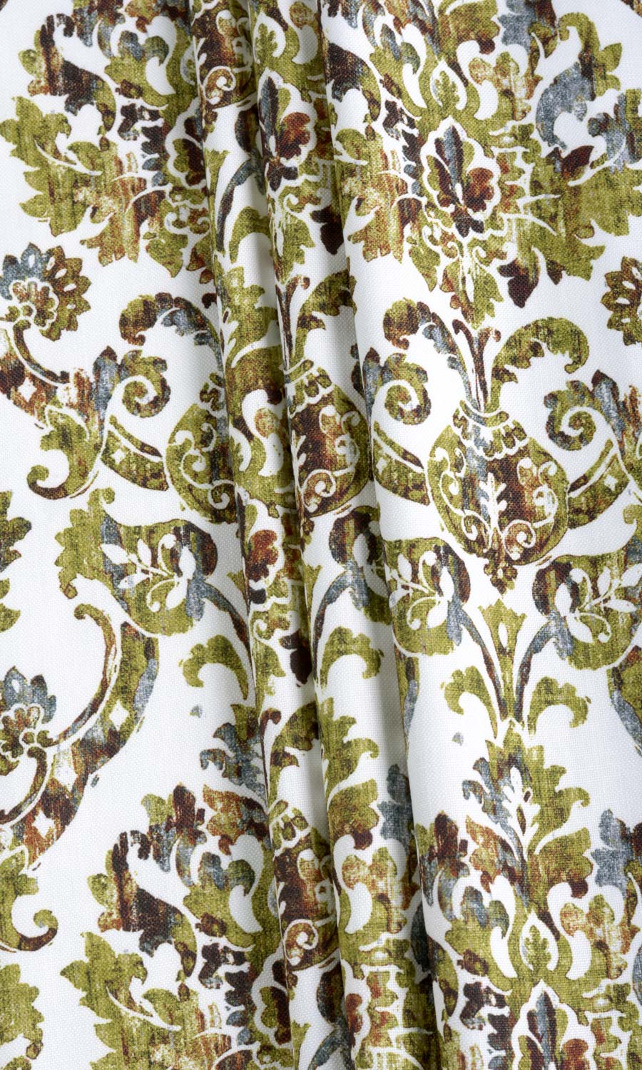 Damask Print Fabric Material By the Yard (Yellow/ Green/ Brown)