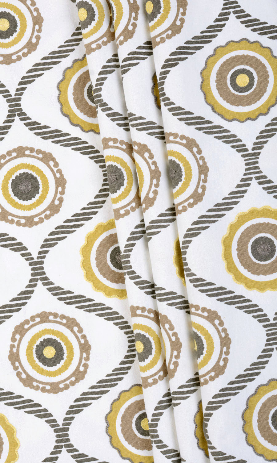 Printed Cotton Home Textile Fabric Material By the Yard (Ocher Yellow/ Gray/ Brown)