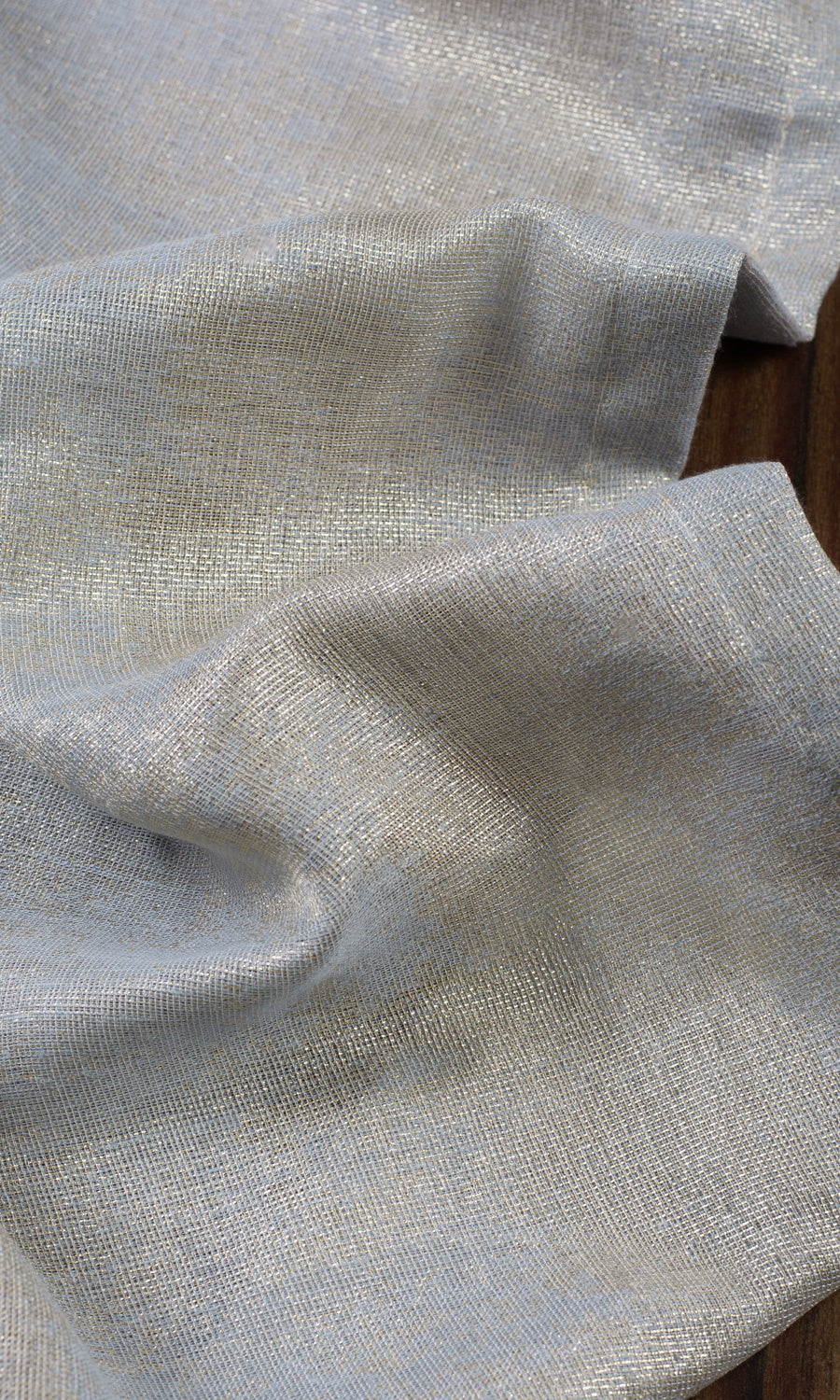 Metallic Accents Semi-Sheer Fabric By the Yard for Curtains & Drapes (Gray/ Gold)