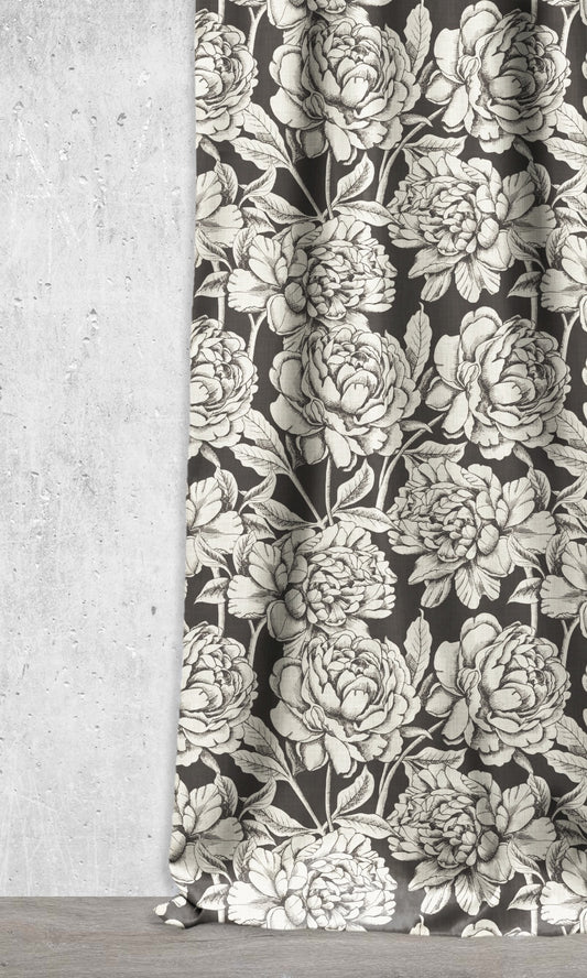 Floral Print Blinds (Black/ Milky White)