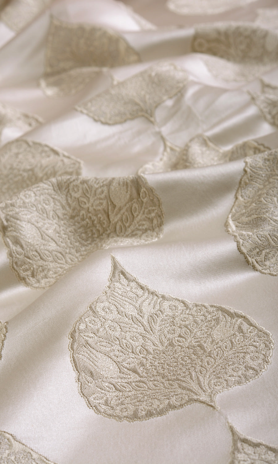 Ogee Patterned Fabric By the Yard for Curtains & Drapes (Ivory/ Beige)