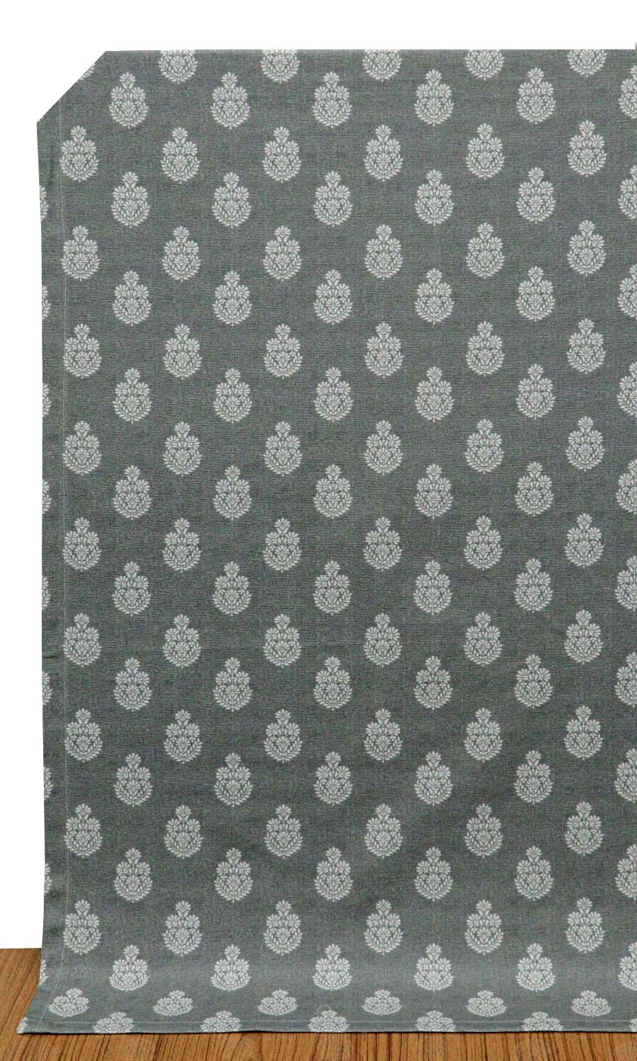 Floral Cotton Window Treatments Fabric Sample (Grey/ Black)