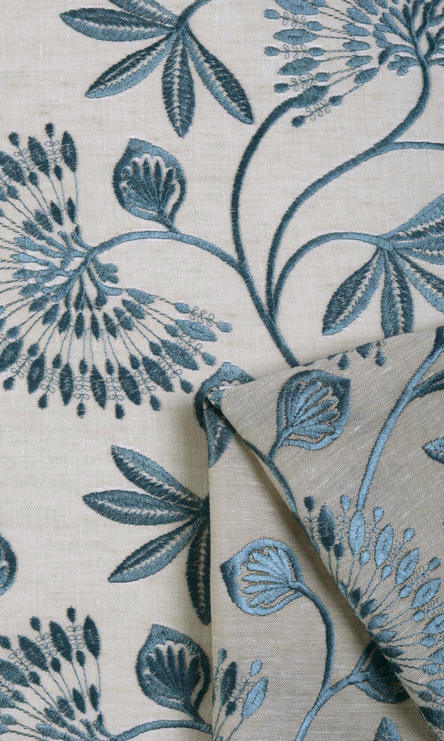 Semi-Sheer Fabric Material By the Yard (Beige/ Teal)