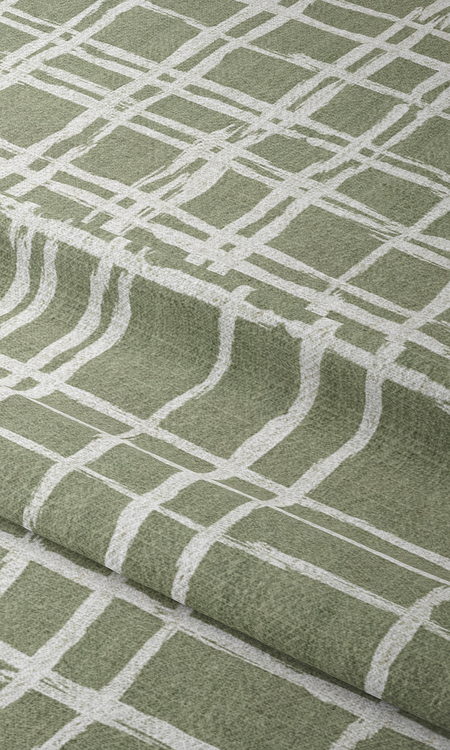 Modern Abstract Print Window Treatments Fabric By the Metre (Green/ White)