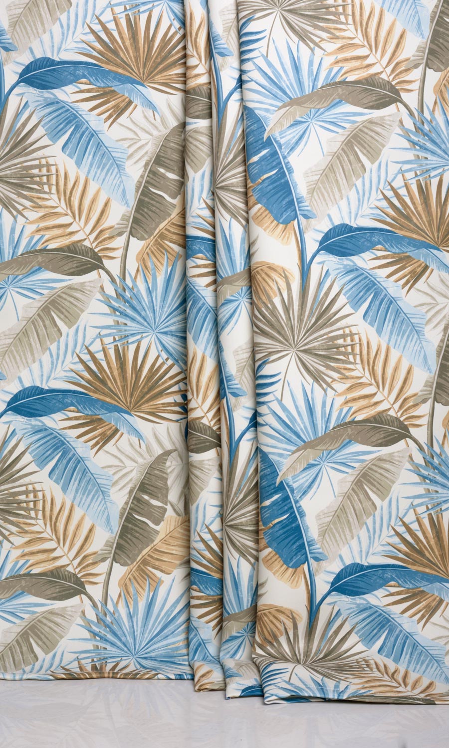 Botanical Floral Window Treatments Fabric By the Yard (Blue/ Brown)