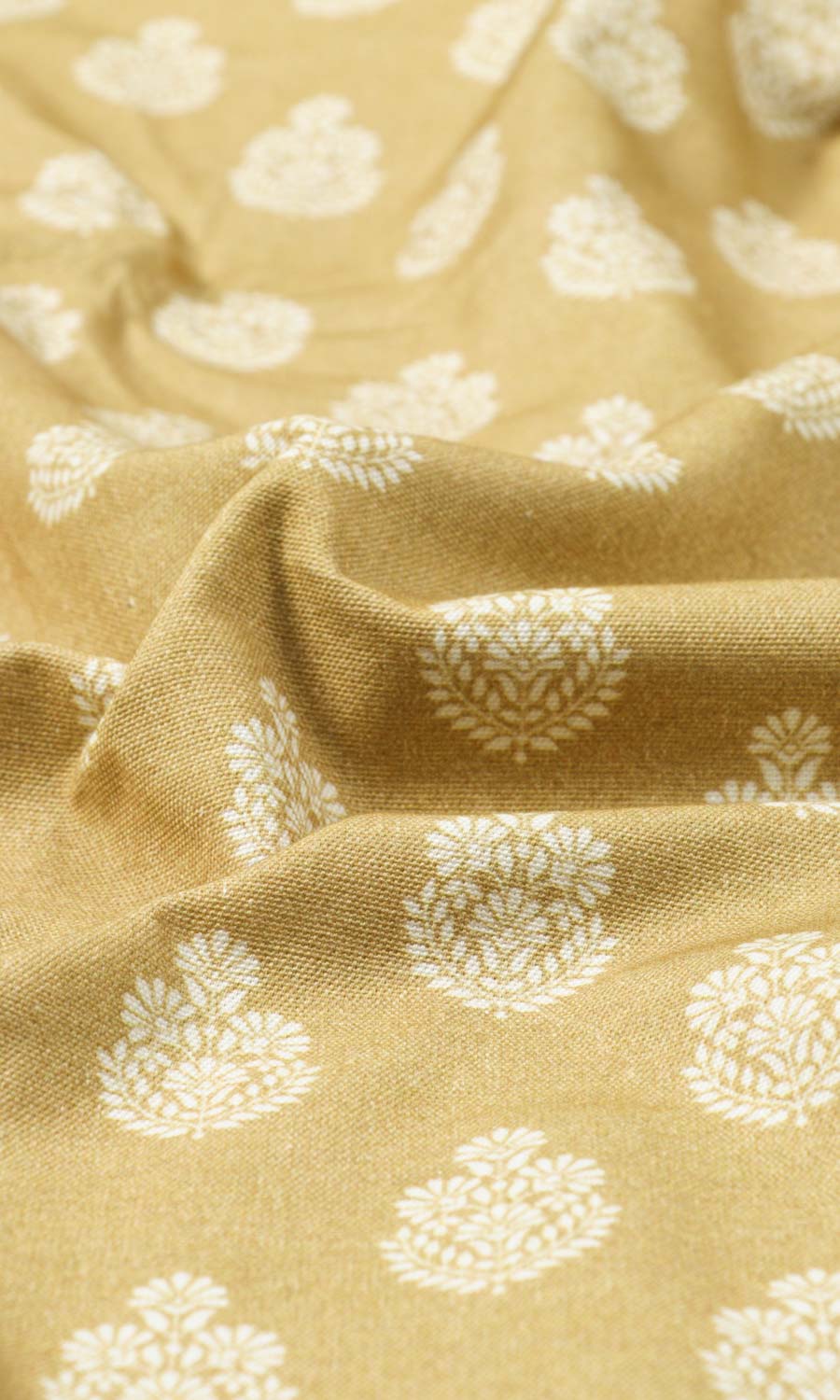 Floral Cotton Fabric Material By the Yard (Yellow)