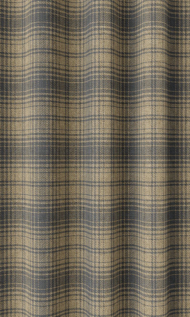 Plaid Home Textile Fabric Material By the Yard (Yellow & Navy Blue/Grey)