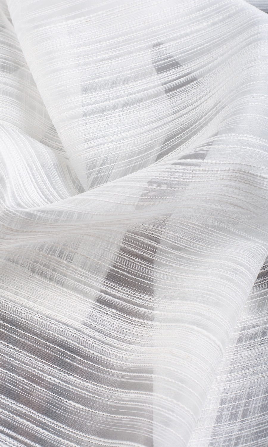 Striped Sheer Fabric Sample for Roman Blinds & Shades (White)