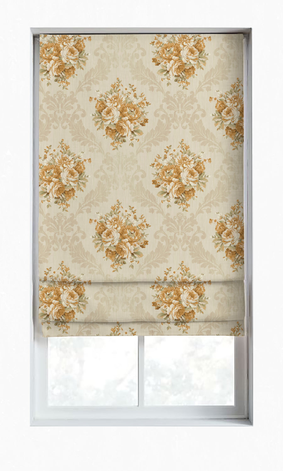 Dimout Floral Window Treatments Fabric By the Yard (Yellow/ Ivory/ Beige)