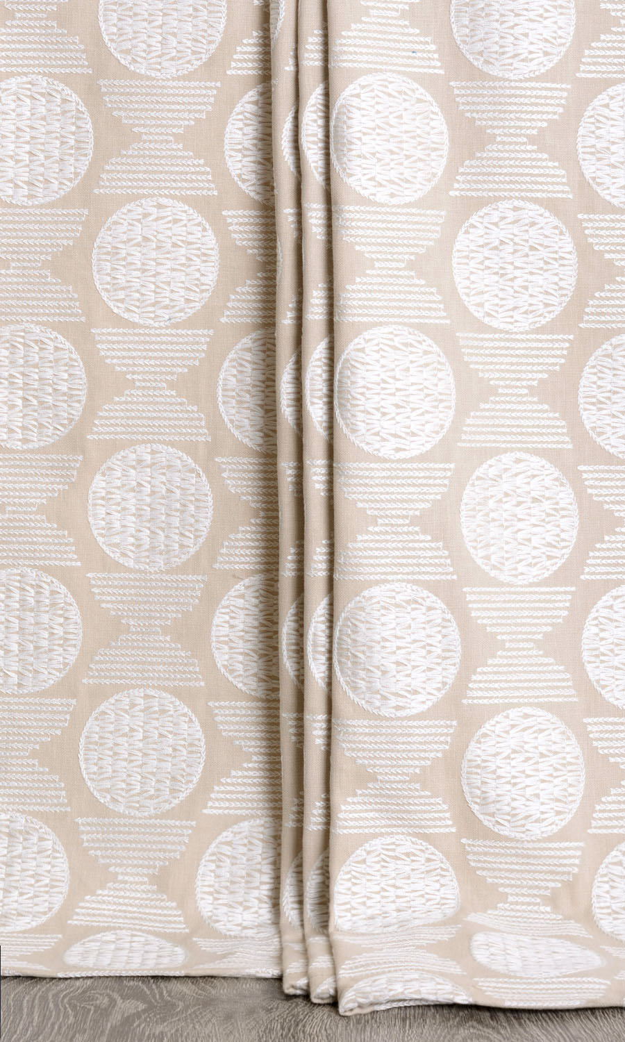 Geometric Patterned Window Treatments Fabric By the Yard (Beige/ White)