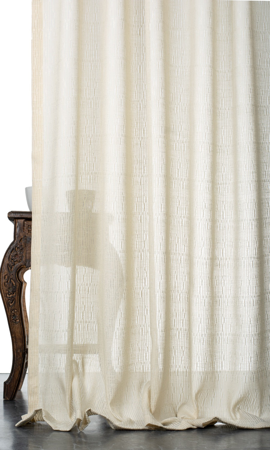 Textured Sheer Home Décor Fabric By the Yard (Ivory-Beige)
