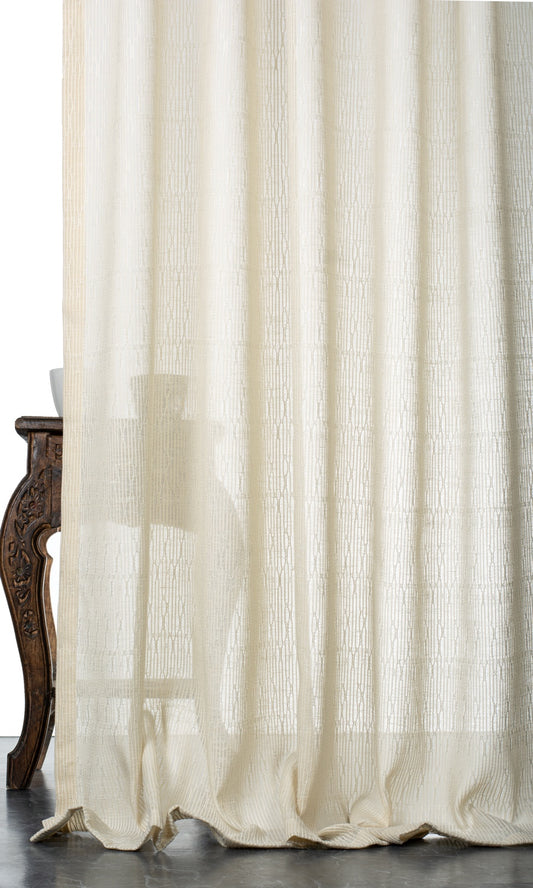 Textured Sheer Home Décor Fabric By the Yard (Ivory-Beige)