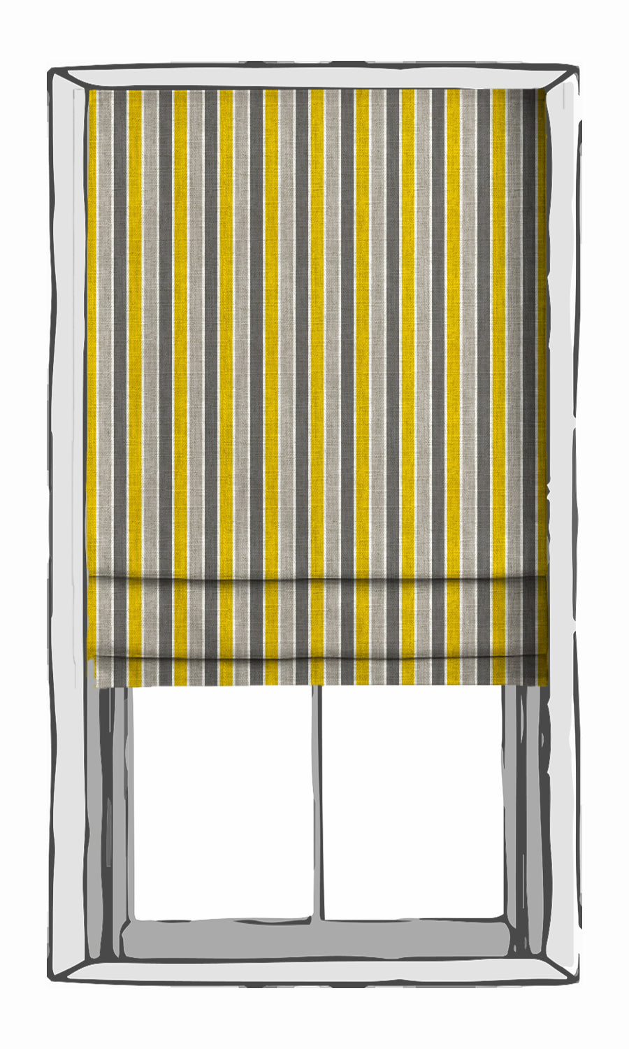 Modern Striped Window Treatments Fabric By the Metre (Yellow/ Grey)