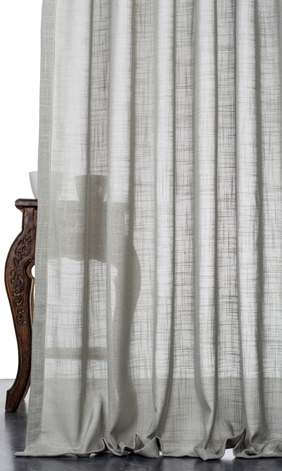 Textured Sheer Fabric Sample for Roman Blinds & Shades (Green-Grey)