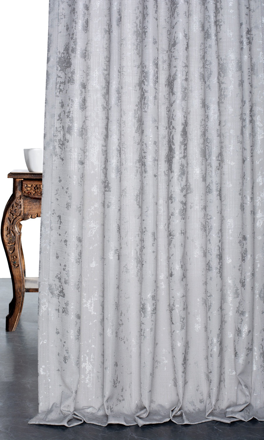 Metallic Abstract Print Home Décor Fabric Sample (Silver)