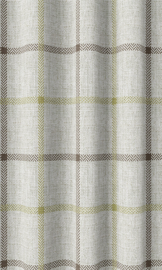 Check Patterned Home Décor Fabric By the Yard (White/ Green)