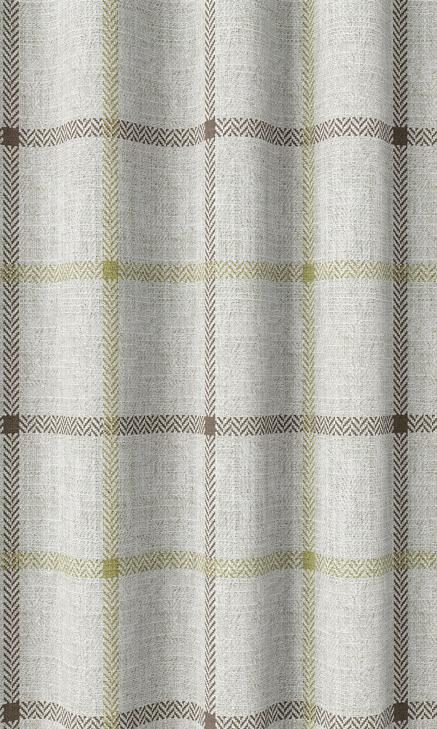 Check Patterned Home Décor Fabric By the Yard (White/ Green)