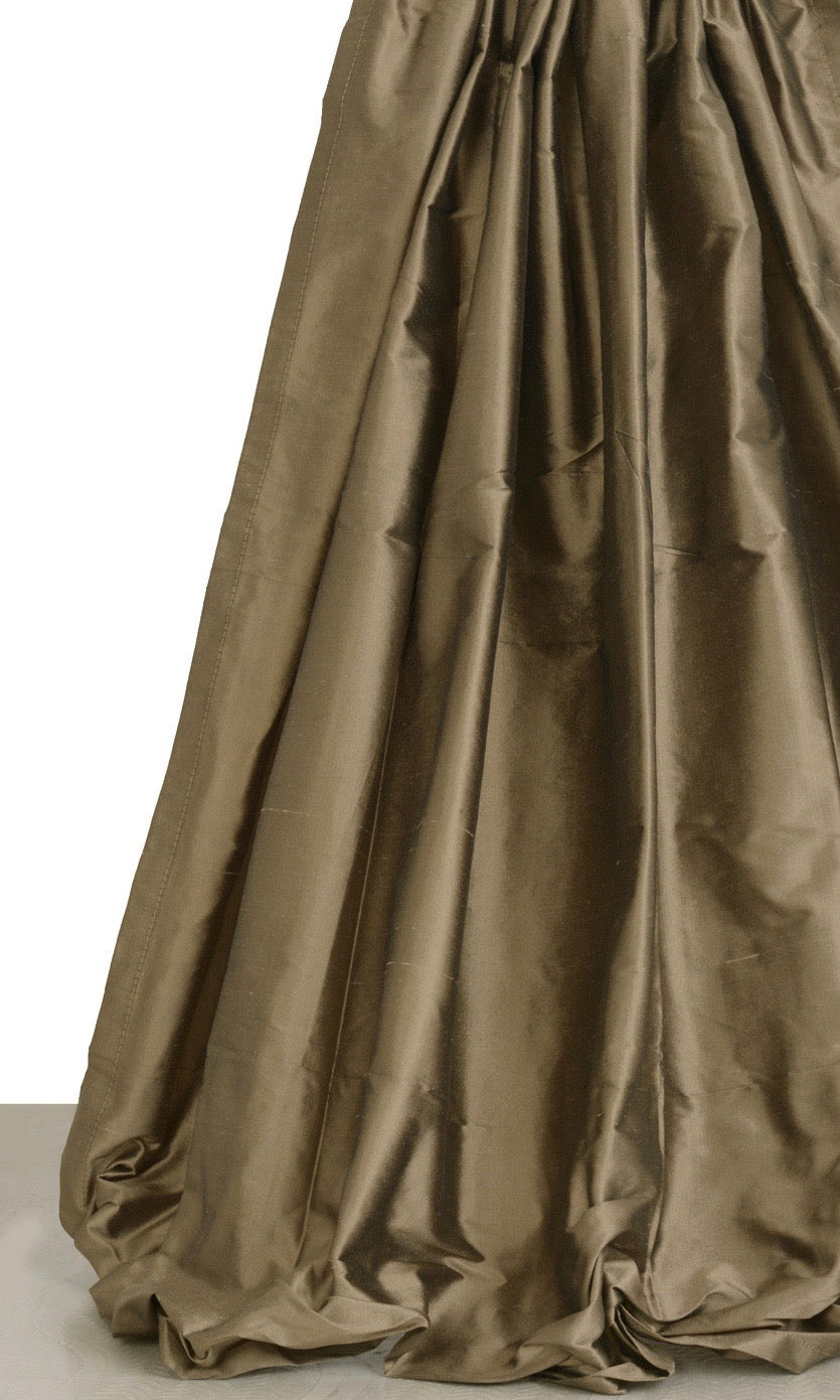 Shantung Silk Window Treatments Fabric Sample (Cedar Brown)