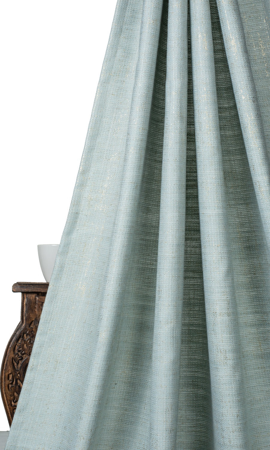 Metallic Print Poly-Linen Fabric Material By the Yard (Powder Blue)